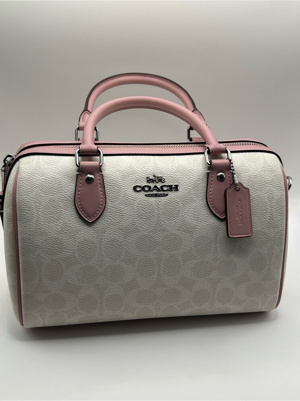 Coach Rowan Satchel White Carnation Pink
